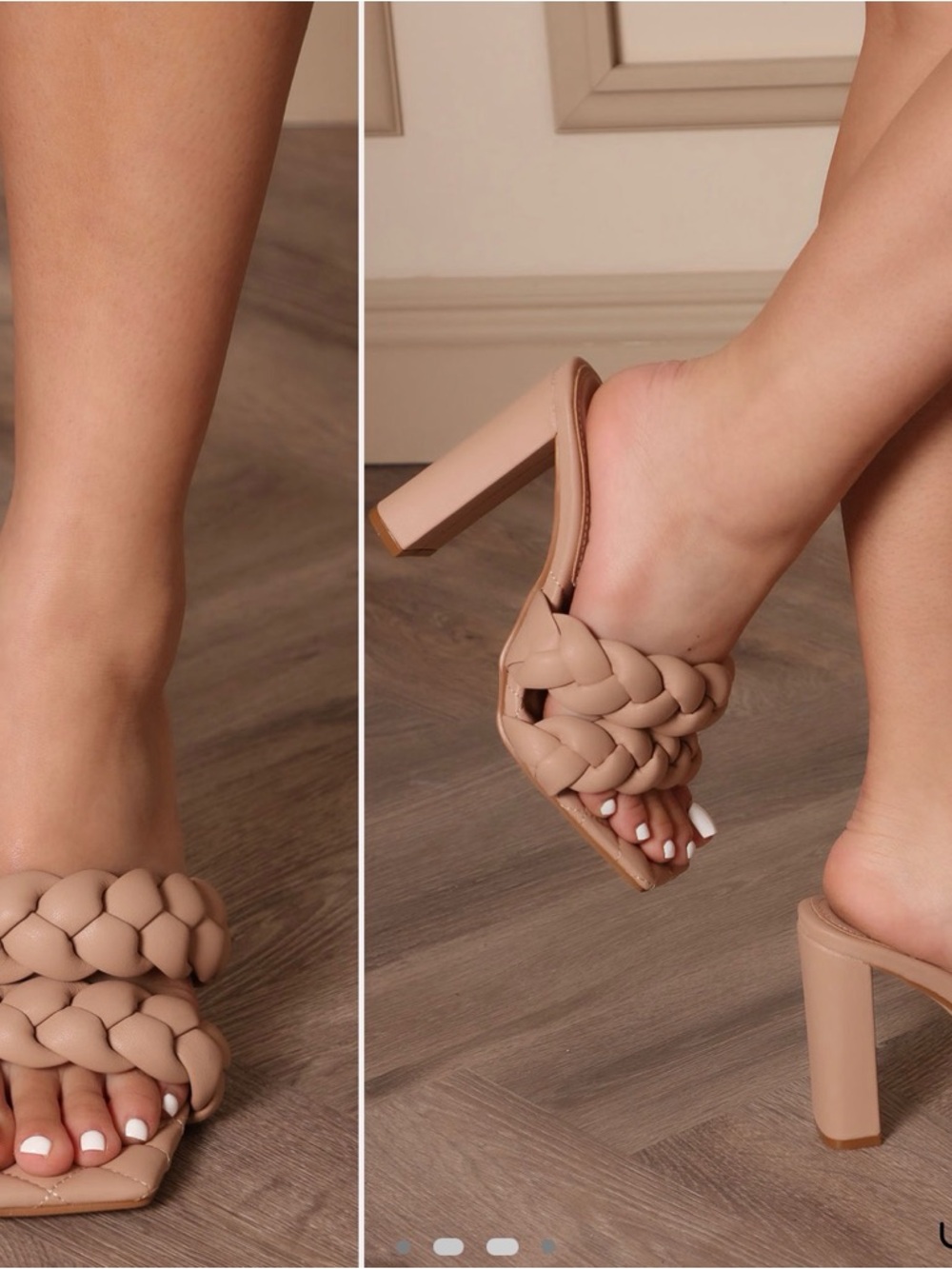 Fashion Nova Braided Block Heel Mule in Tan